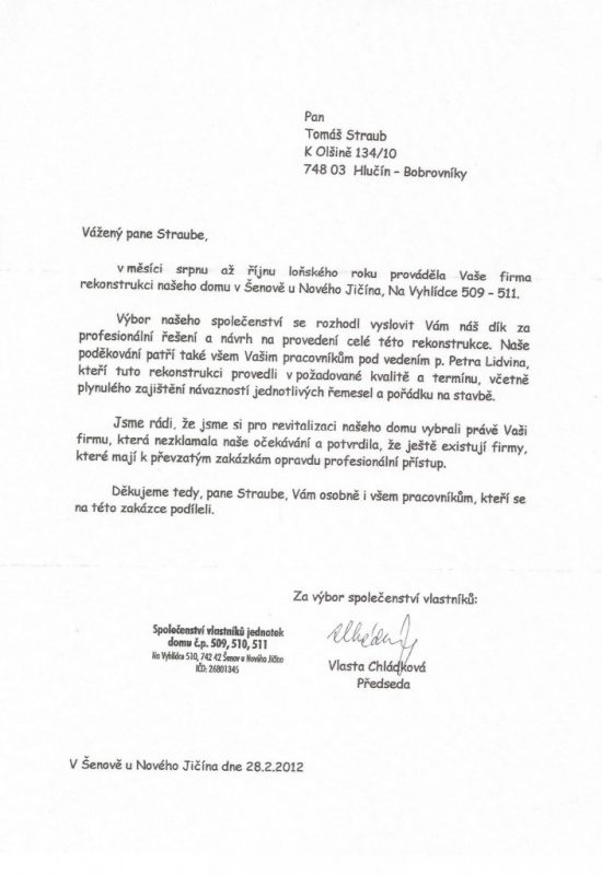 SVJ Na Vyhlídce 509 - 511 Nový Jičín