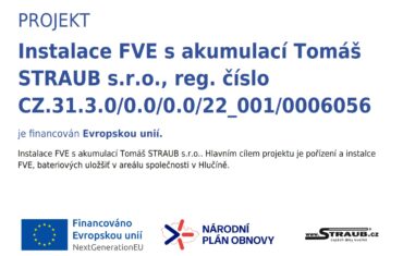 Instalace FVE s akumulací Tomáš STRAUB s.r.o., reg. číslo CZ.31.3.0/0.0/0.0/22_001/0006056